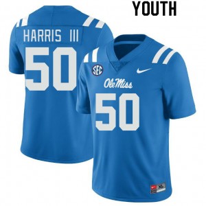 Youth Tres Harris III Powder Blue University of Mississippi College Football #50 Jersey 837049-788
