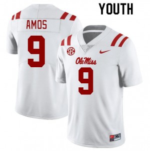 Youth Trey Amos White Ole Miss College Football #9 Jersey 946502-770