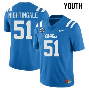 Youth Trey Nightingale Powder Blue Rebels College Football #51 Jersey 587483-428