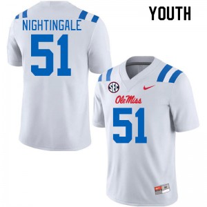 Youth Trey Nightingale White Ole Miss 2024 New College Football #51 Jersey 488289-802