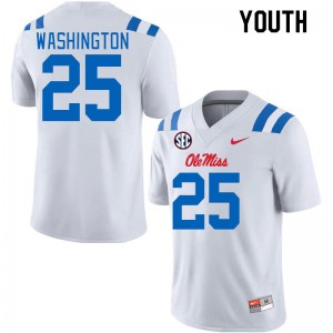 Youth Trey Washington White University of Mississippi 2024 New College Football #25 Jersey 565576-503