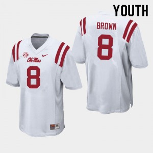 Youth Troy Brown White Ole Miss College Football #8 Jersey 836540-519