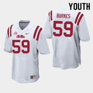Youth Tyler Burkes White Ole Miss College Football #59 Jersey 649558-284