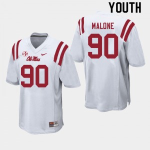 Youth Tywone Malone White Ole Miss Rebels College Football #90 Jersey 303728-692