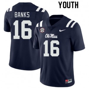 Youth Yam Banks Navy Ole Miss College Football #16 Jersey 473424-291