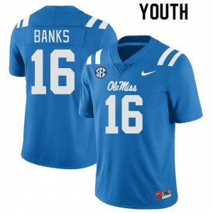 Youth Yam Banks Powder Blue Ole Miss College Football #16 Jersey 856621-476