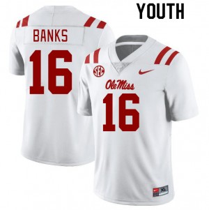 Youth Yam Banks White Rebels College Football #16 Jersey 273250-577