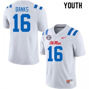 Youth Yam Banks White Ole Miss 2024 New College Football #16 Jersey 591637-889