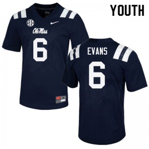 Youth Zach Evans Navy Ole Miss College Football #6 Jersey 190962-372