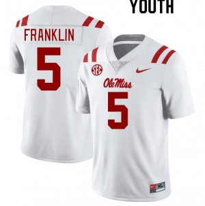 Youth Zakhari Franklin White Ole Miss Rebels College Football #5 Jersey 228314-231