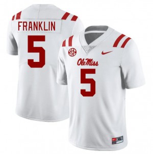 Men Zakhari Franklin White Rebels College Football #5 Jersey 999877-350